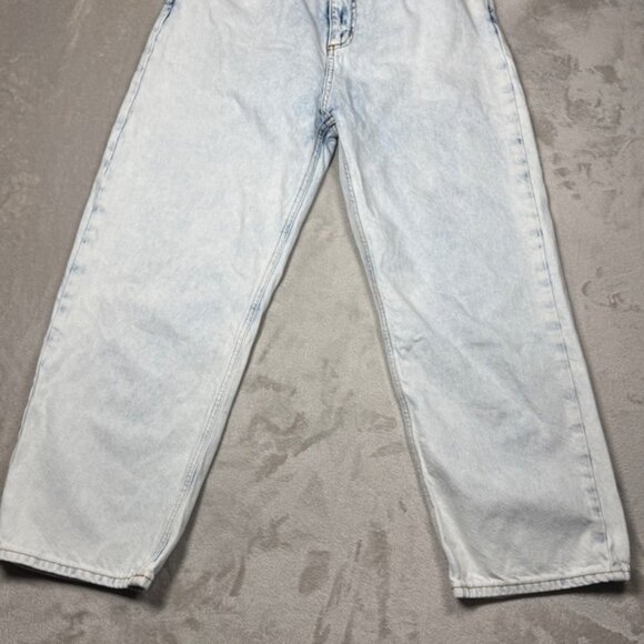 Sandro Paris 100% Cotton Wide Leg High Rise Ankle Very Light Blue Jeans 40 US 8 - Picture 6 of 16